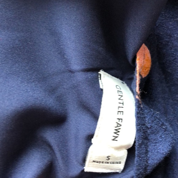 GENTLE FAWN | Robson Dress Small High Low Shift Navy Blue Orange Pink Rayon Midi - Picture 6 of 11